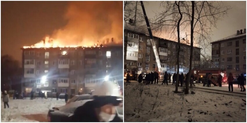 В Перми на крыше многоэтажки вспыхнул пожар