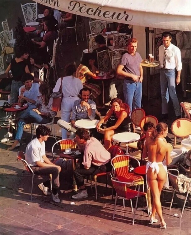 Париж, кафе Le Bon Pecheur, 1980–е