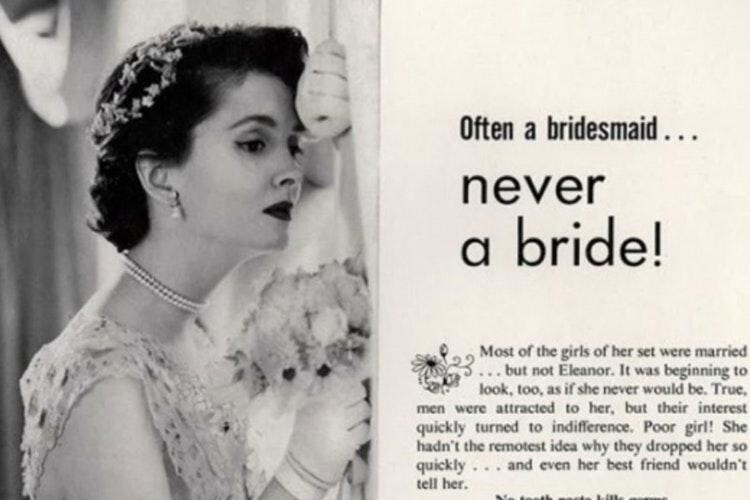 Реклама 1920-х, когда не выйти замуж считалось позором