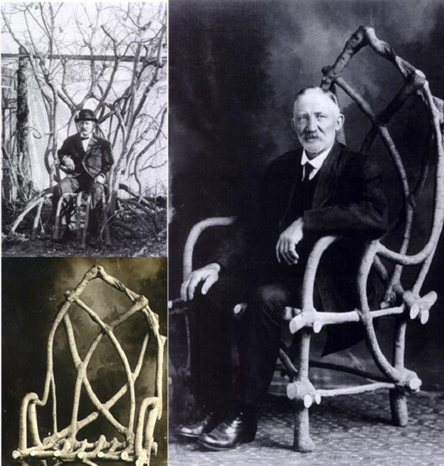 Самые известные формовщики деревьев - Джон Крабсак , которые еще в  1914 году вырастил себе кресло