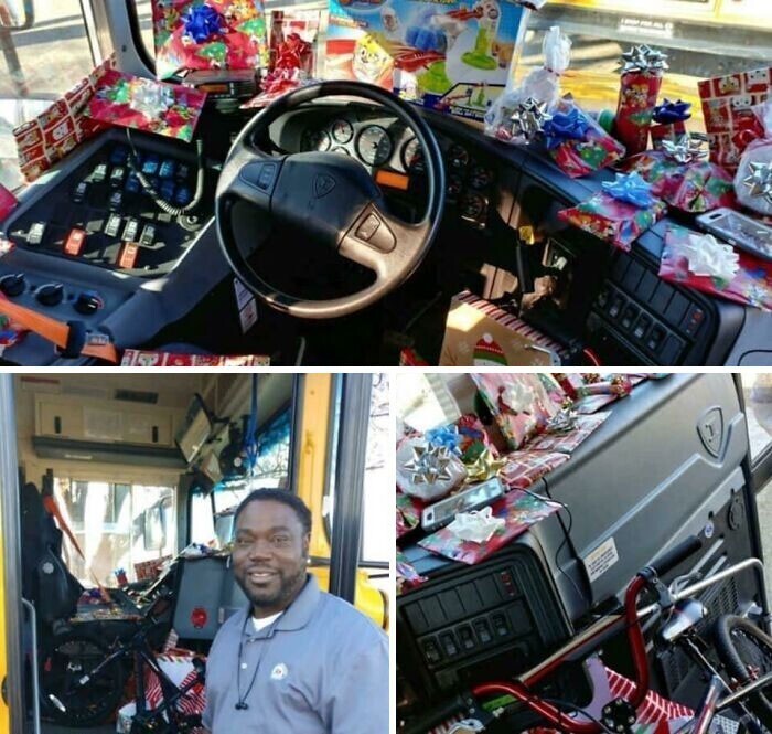 1. "Водитель школьного автобуса спросил у детей, что они хотят на Рождество, и приготовил подарок для каждого"