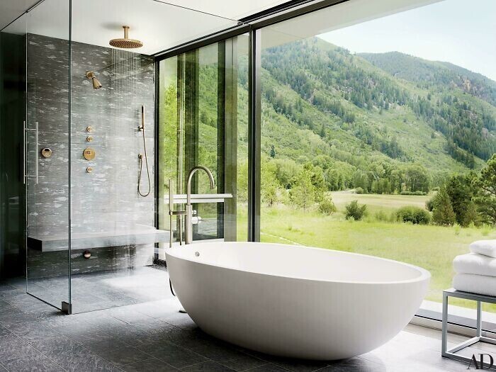 Ванная комната с видом на горы, Аспен, США