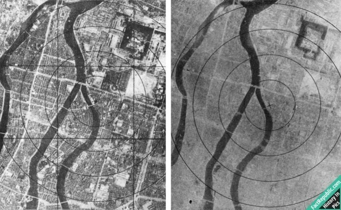 Хиросима до и после бомбардровки, 6 августа 1945г.