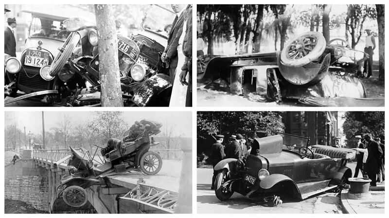 До введения ремней и подушек безопасности: снимки автокатастроф начала ХХ века