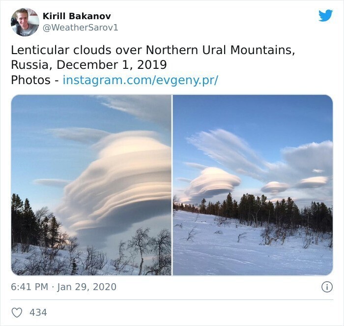 2. Лентикулярные облака над Северным Уралом. 1 декабря 2019 г.