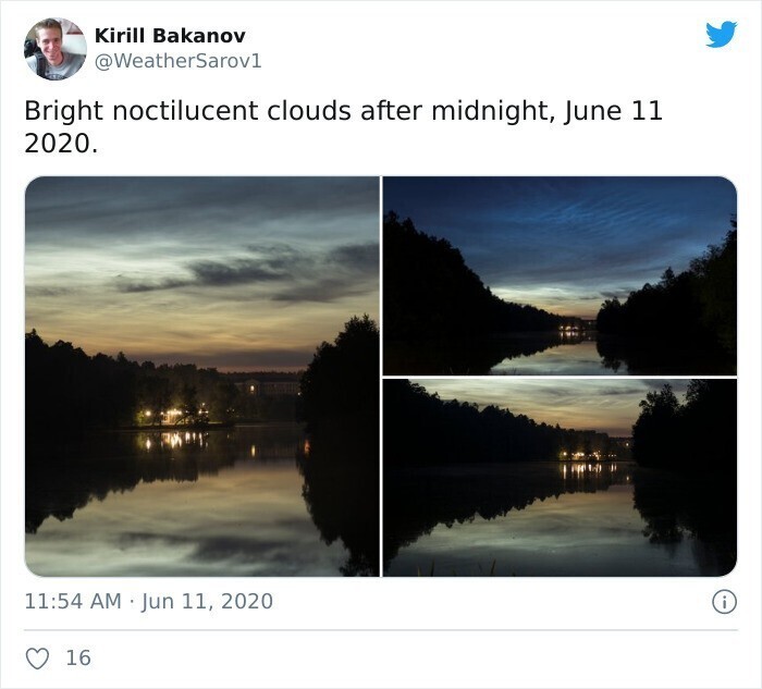 22. Ярко-серебристые облака после полуночи, 11 июня 2020 г.