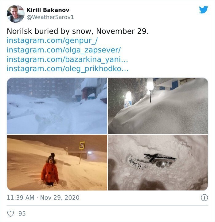 15. Норильск, засыпанный снегом, 29 ноября