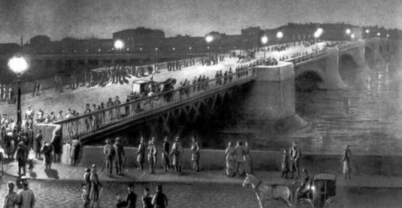 Как освещали первый в мире электрифицированный мост