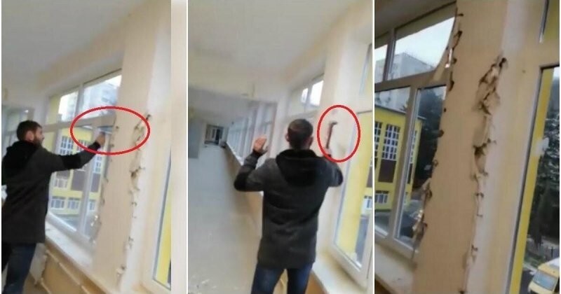 Рабочие в Крыму разгромили отремонтированную школу (видео)
