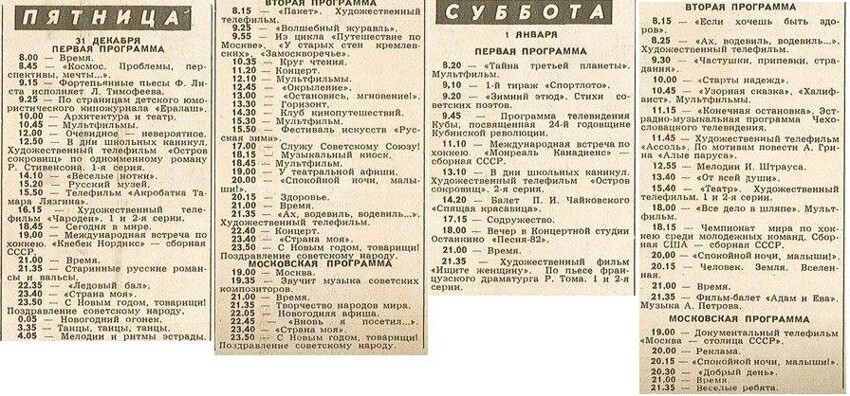 Новогодние программы телевидения СССР разных лет