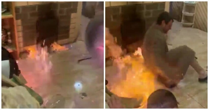 Мужики в бане опрокинули горящую банку с самогоном и едва не устроили пожар