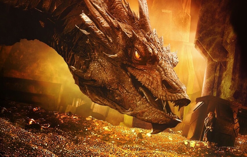 Золота в пещере дракона Смауга из "Хоббита" примерно на 55 миллиардов долларов