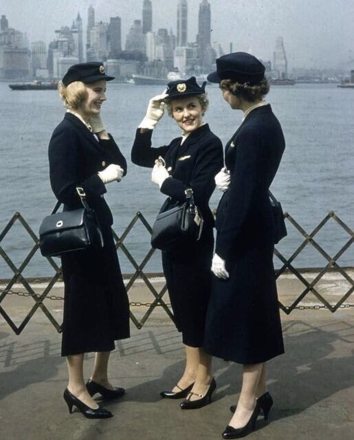 Стюардессы Скандинавских авиалиний в Нью-Йорке, 1958 год