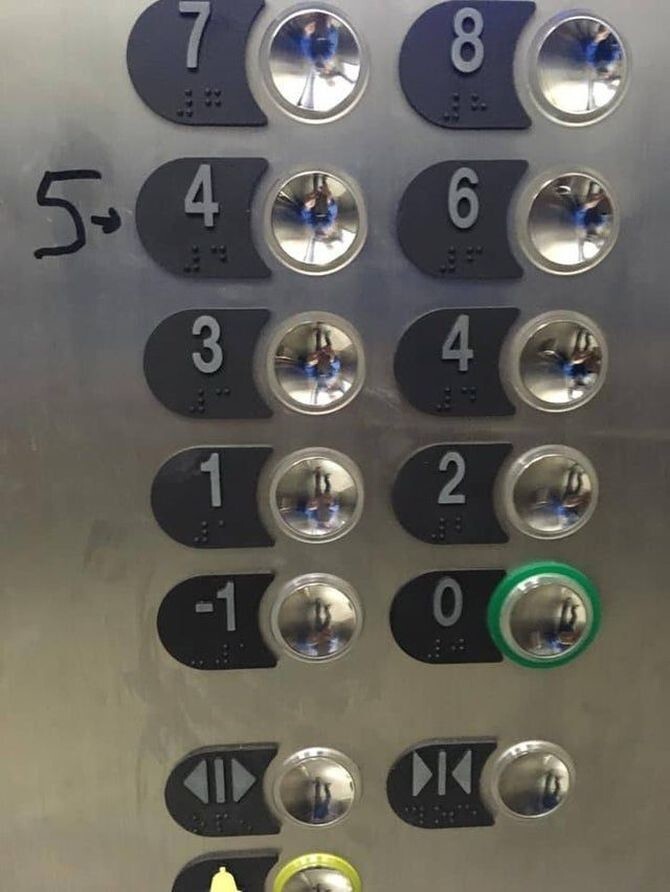 «Новые кнопки в лифте установлены»