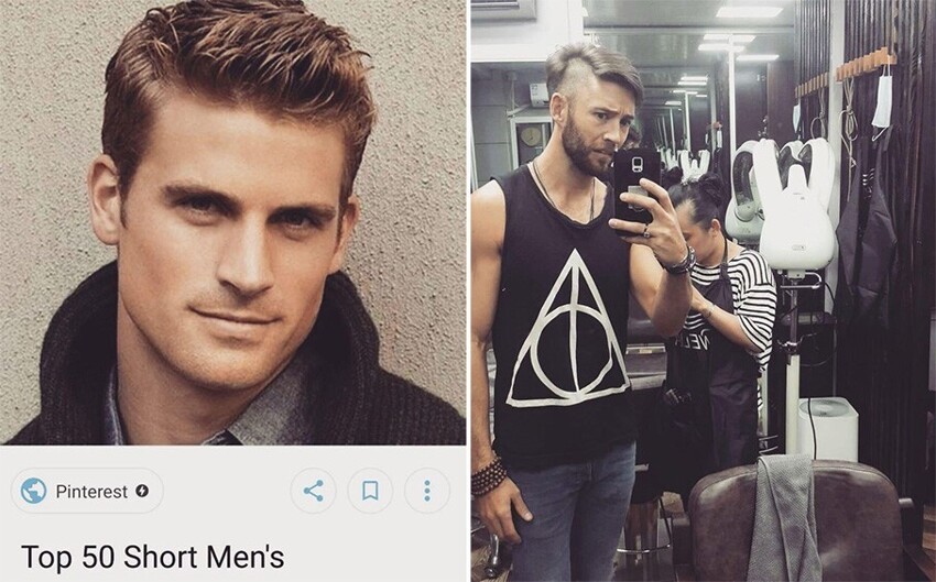 «Постригся в Китае: слева — то, что я просил, справа — то, что я получил»