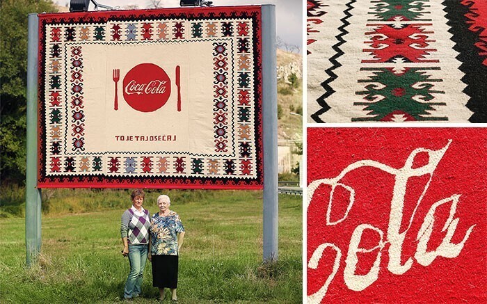 Реклама Coca-Cola в Сербии, сделанная в традиционной местной технике вязания