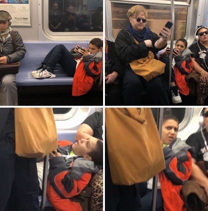 8. "Мелкий поганец залез с ногами на сидение в метро и занял три места. К нему подошел этот парень и просто сел сверху, прямо на его ноги"