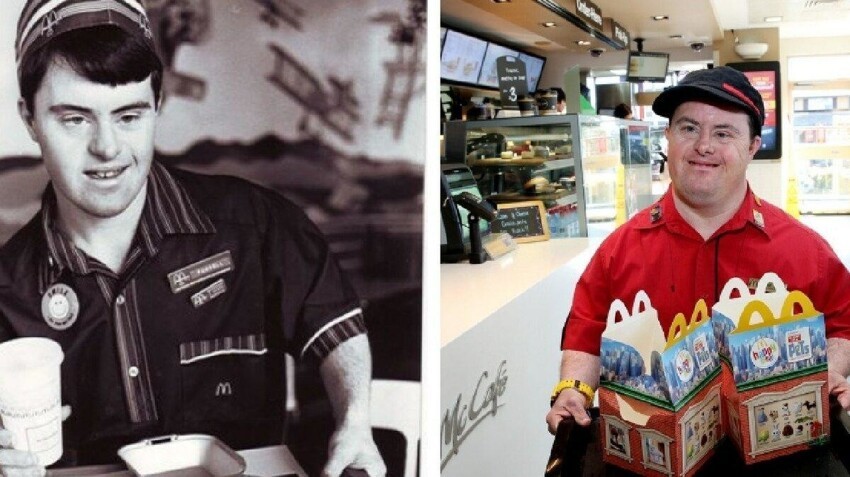 Мужчина с синдромом Дауна, который недавно вышел на пенсию после 32 лет работы в McDonalds