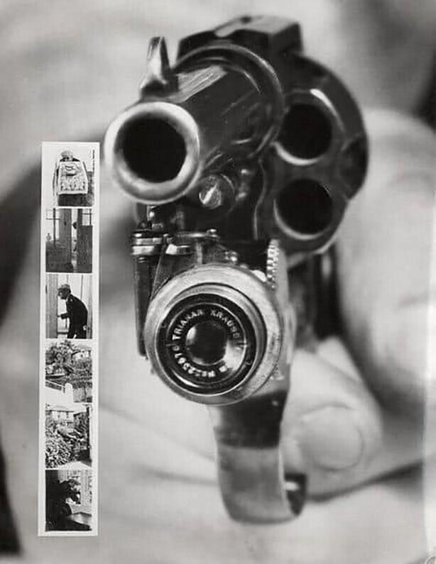 Пистолет с фотоаппаратом, срабатывающим непосредственно перед выстрелом, 1938 год