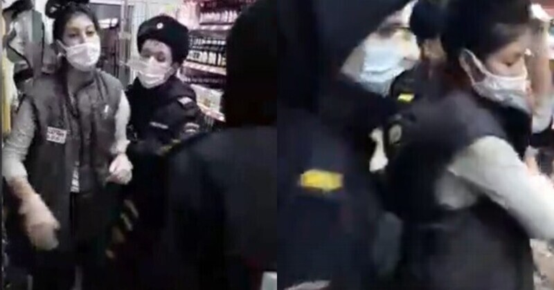 Полицейские Татарстана задержали и скрутили продавца "Магнита" из-за соскочившей с лица маски