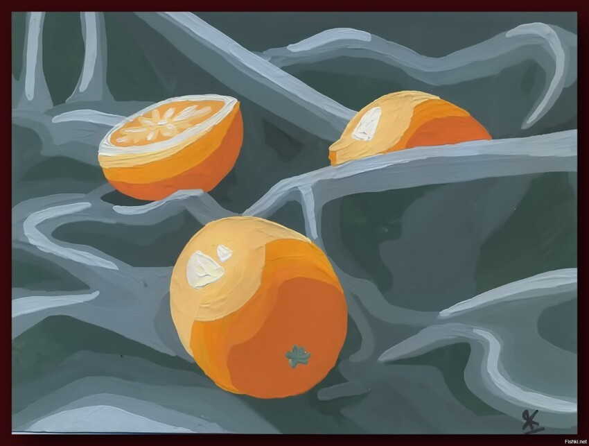 "Апельсины" картон, гуашь