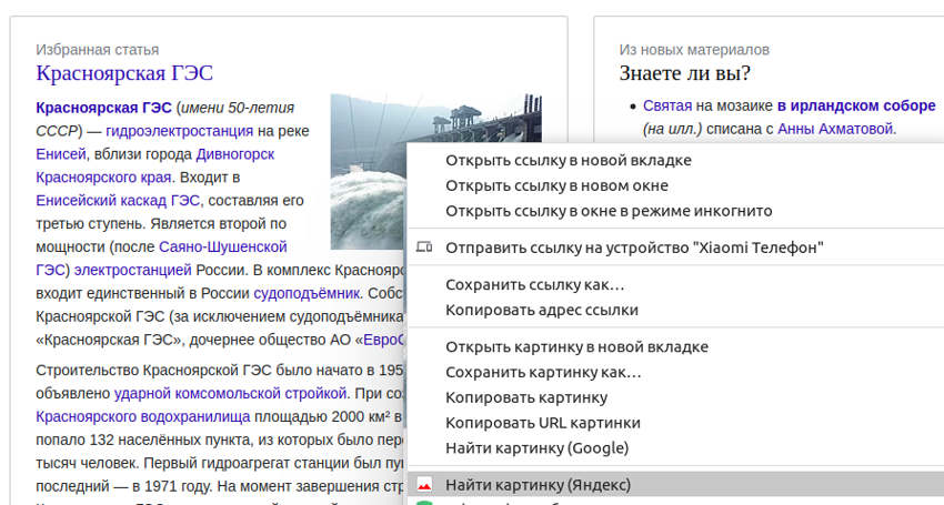 Расширение для Google Chrome "Найти картинку в Яндексе"