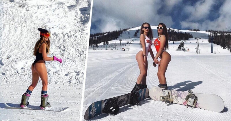 Горно-пляжный сезон 2020/2021: девушки, купальники, лыжи, сноуборд