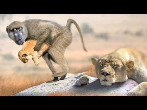 Вот для чего бабуины крадут маленьких львят 