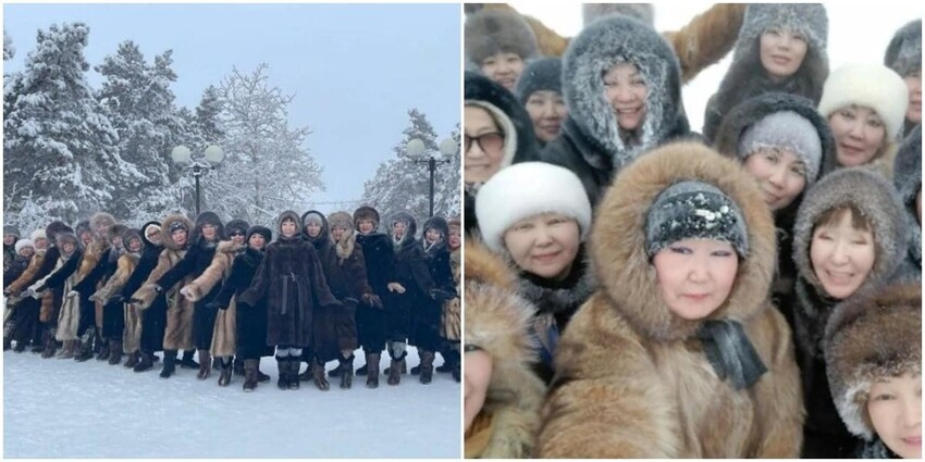 Более тридцати якутянок станцевали на морозе -45 и прославились