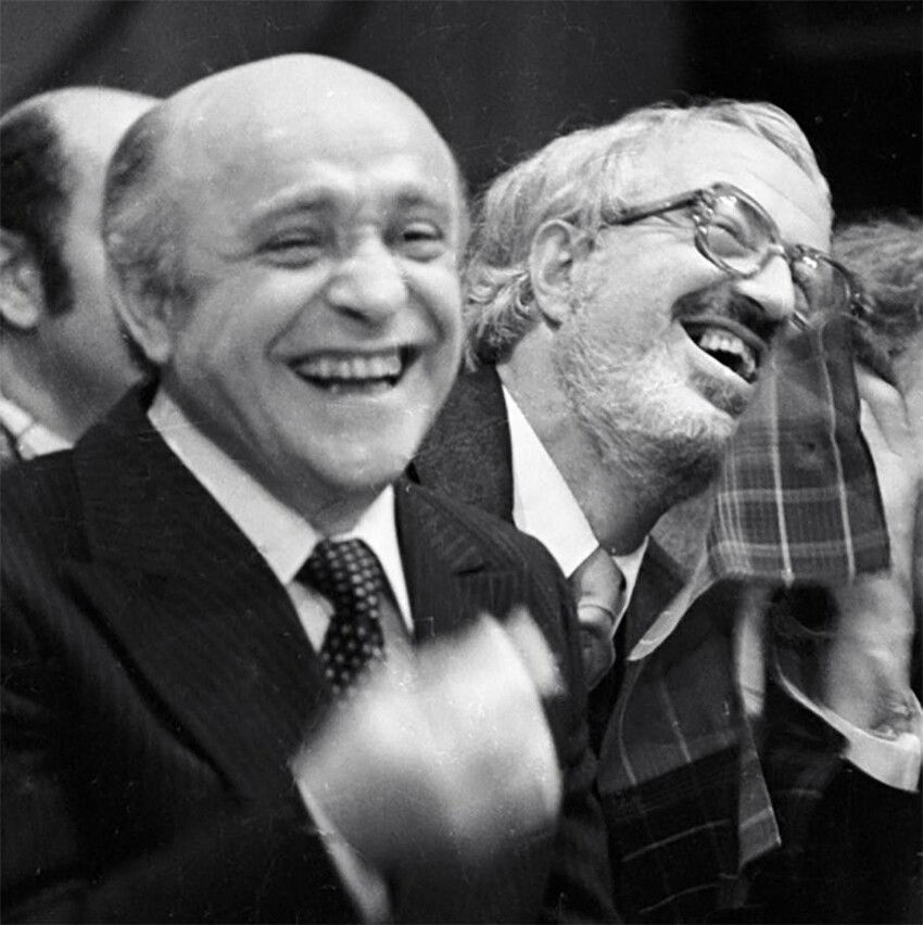 Ролан Быков и Зиновий Корогодский в телевизионной передаче «Спор-клуб». 7 ноября 1980 года