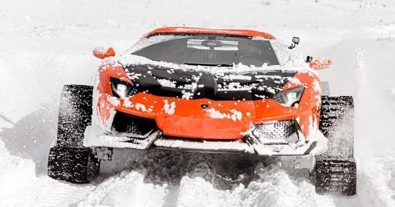 Суперкар Lamborghini Aventador получил комплект гусениц для комфортной езды по снегу