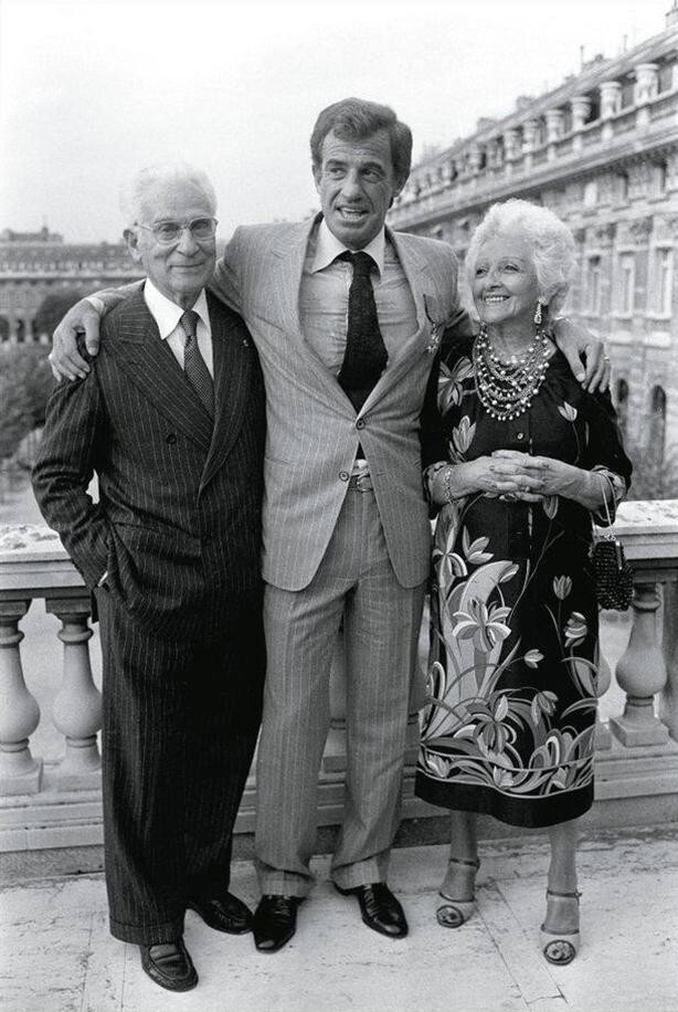 Жан-Поль Бельмондо с родителями, 1980 год