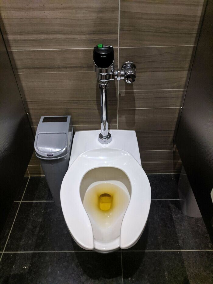 "Новый желтый санитазер для туалетов в нашем офисе выглядит так, будто кто-то забыл спустить воду"