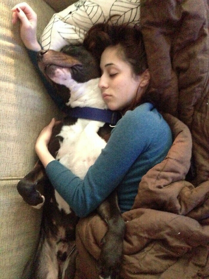 "Увидел, как моя девушка и мой пес спят вместе. Решил сделать фото вместо того, чтобы будить этих милашек"