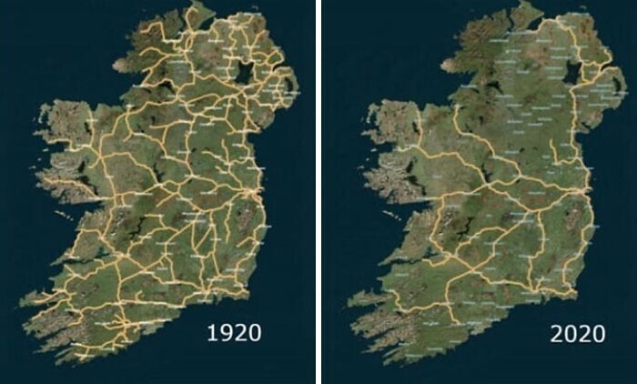 Система железных дорог в Ирландии, 1920 - 2020: неожиданно