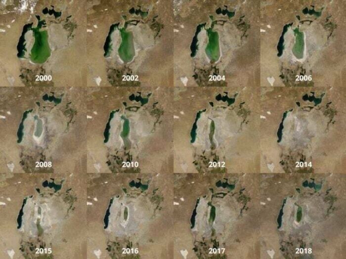 Изменение Аральского моря, 2000 - 2018