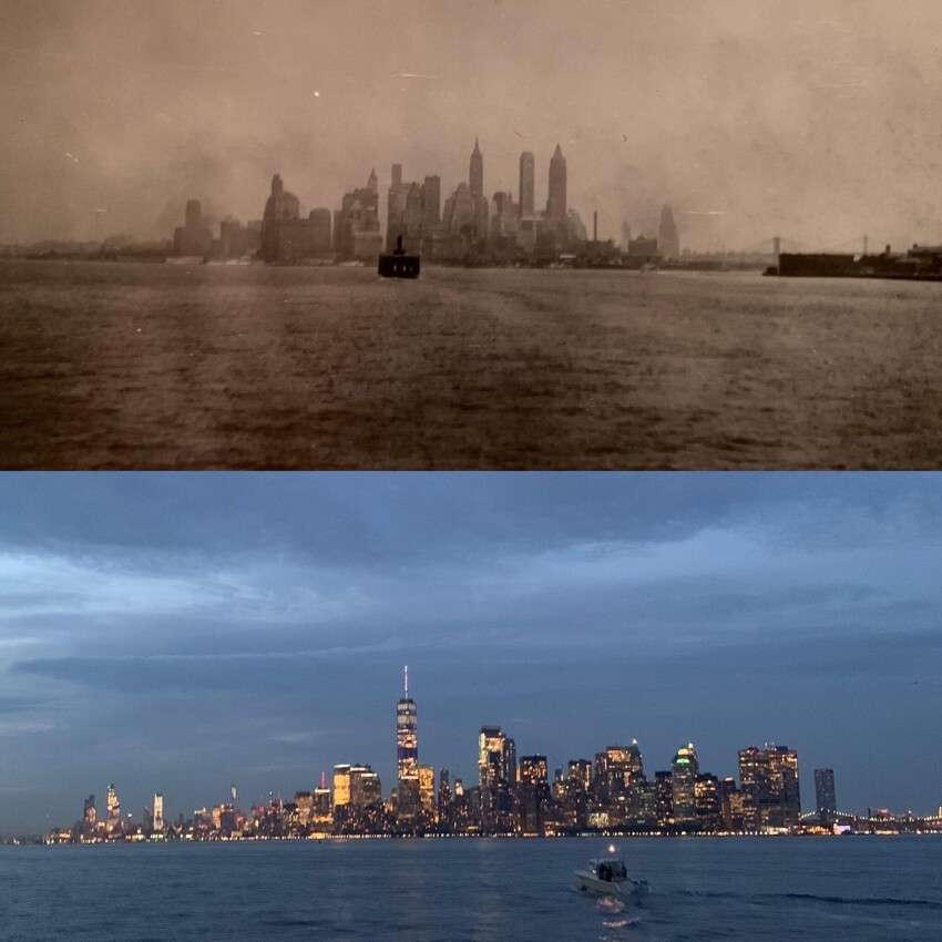 13. Гавань Нью-Йорка в 1937 году и в 2019 году