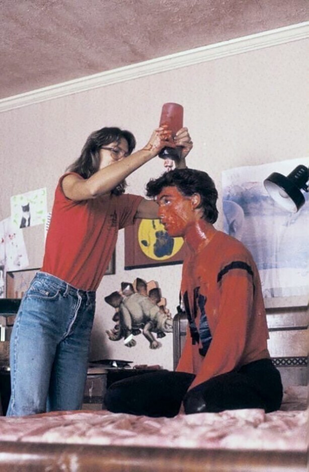 Джoнни Дeпп на съемках фильма "Кошмаp на улице Вязов", 1984