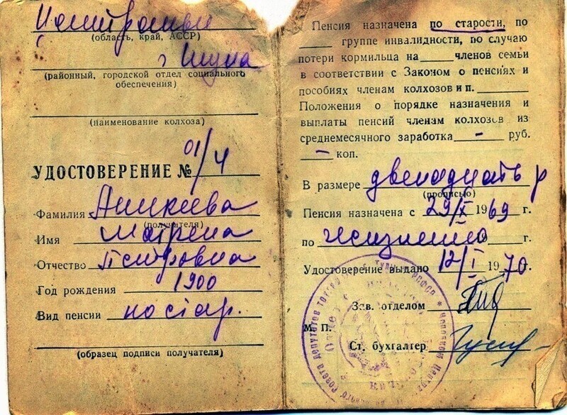 "Символический характер" пенсий первых пятилеток
