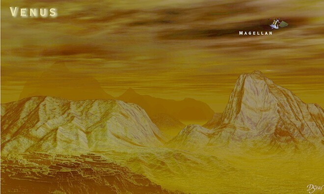 Облака из серной кислоты мешают увидеть Солнце на Венере. Фото межпланетной станции "Магеллан":