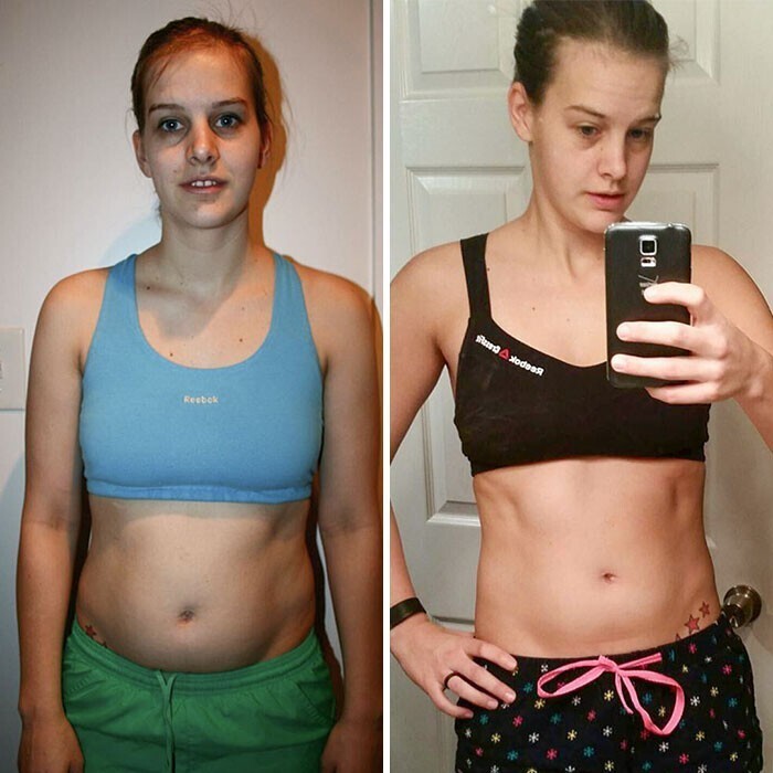 30. "За 16 месяцев я похудела на 2,5 кг и еще 5 кг жира обменяла на мышцы. Снижение жировых отложений - 7%"