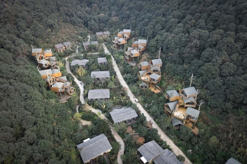 В Китае построили волшебный отель из домиков на деревьях
