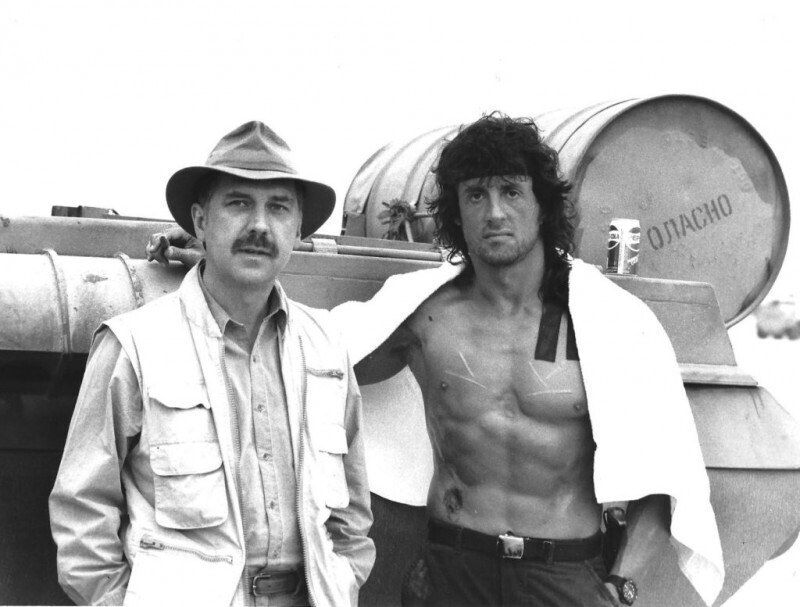 Сильвестр Сталлоне и Дэвид Моррелл на съёмках "Рэмбо III", 1987, США