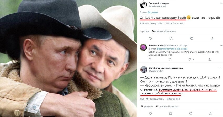 "Лучше бы китайцы вырубили Шойгу": реакция соцсетей на отдых Путина с министром обороны