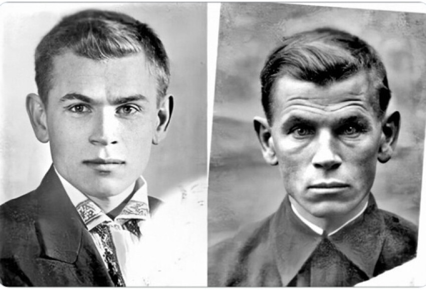 На этих снимках - солдат Евгений Кобытев до и после войны, в 1941 и 1945 годах