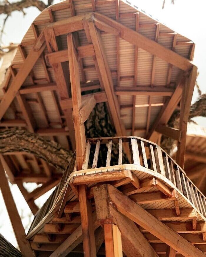 Крохотные домики на деревьях бонсай от умельца Дейва Крика