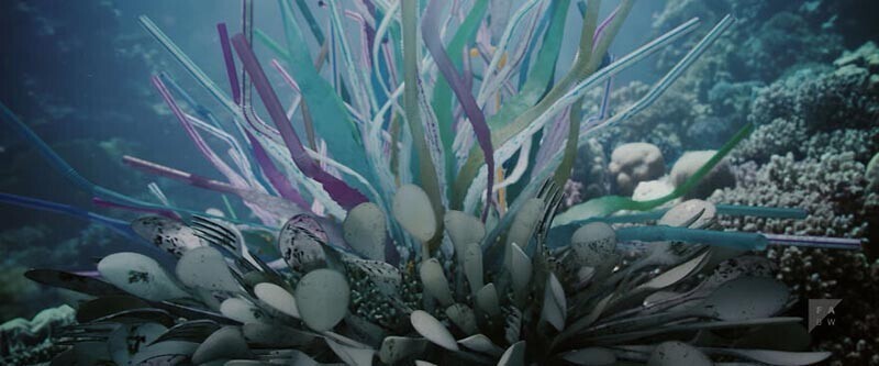 Коралловые рифы трансформировались в пластиковые столовые приборы