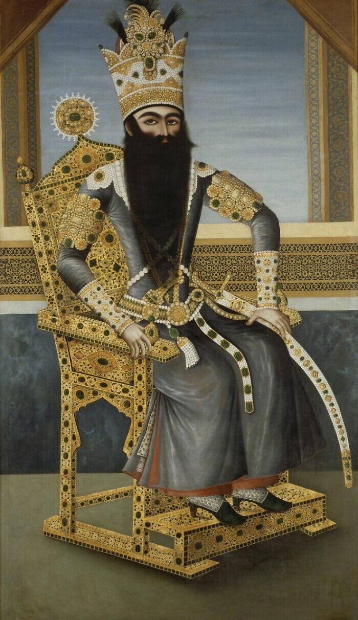 Портрет Фетх Али-шаха, второго шаха Ирана династии Каджаров, правил с 1797 по 1834. Михр Али, 1800 - 1806