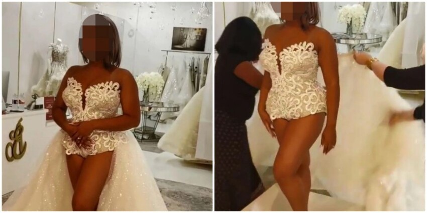 Девушку высмеяли в сети из-за слишком откровенного свадебного платья