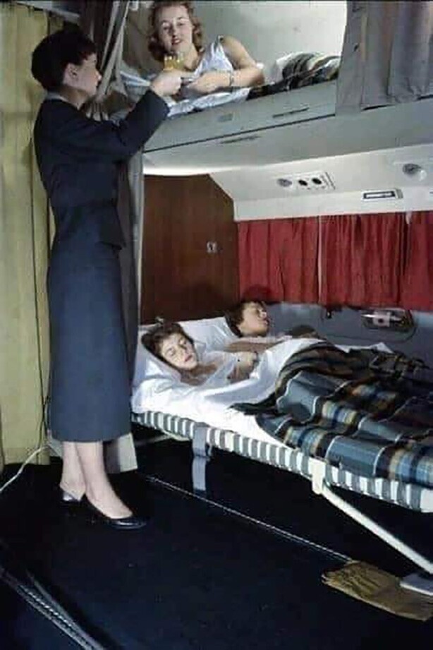 Спальные места в самолетах авиакомпании KLM. 1960-е.